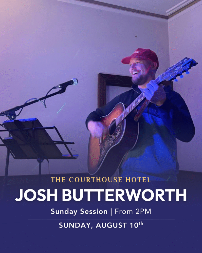 Josh Butterworth performing acoustic set during Sunday Session at The Courthouse Hotel Smythesdale