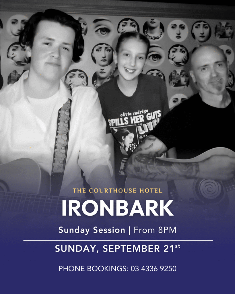 Acoustic group Ironbark performing live on stage at The Courthouse Hotel Smythesdale Sunday Session.