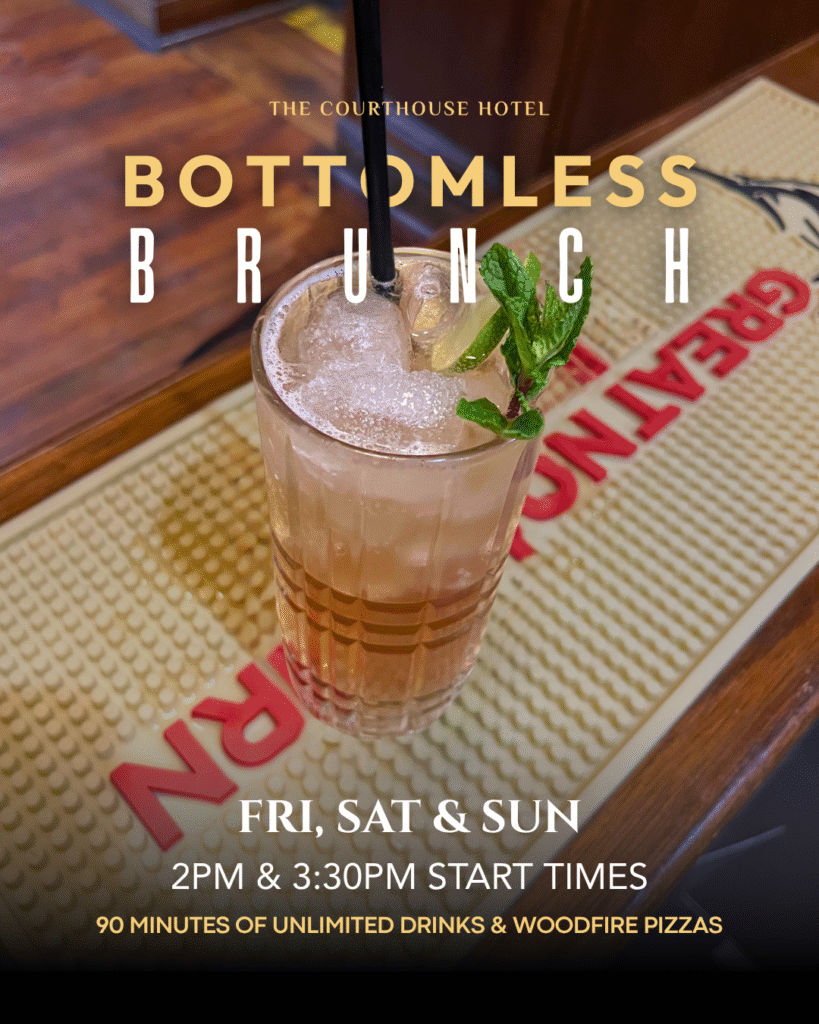 Weekend Bottomless Brunch at The Courthouse Hotel Smythesdale with cocktails, wine and woodfired pizzas.