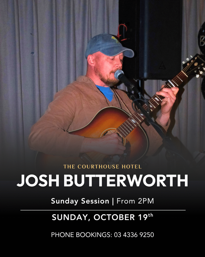 Josh Butterworth performing at The Courthouse Hotel Smythesdale Sunday Session on October 19th 2025.